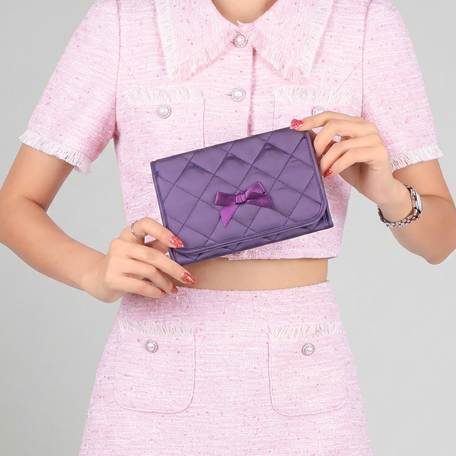 Satin Cosmetic Bag With Mirror L - NaRaYa
