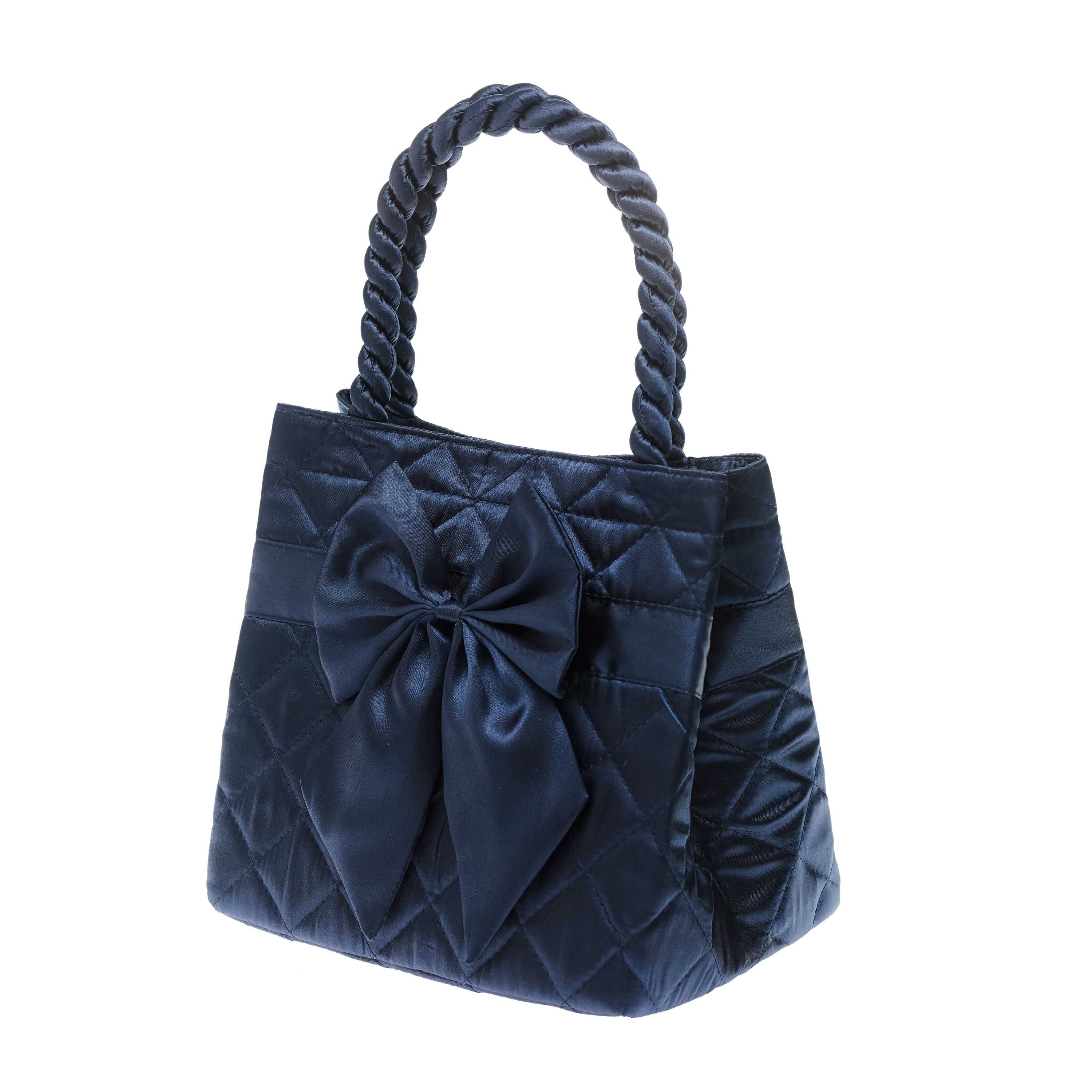 NaRaYa Satin Quilted with Bow Travel Bag (Navy): Handbags