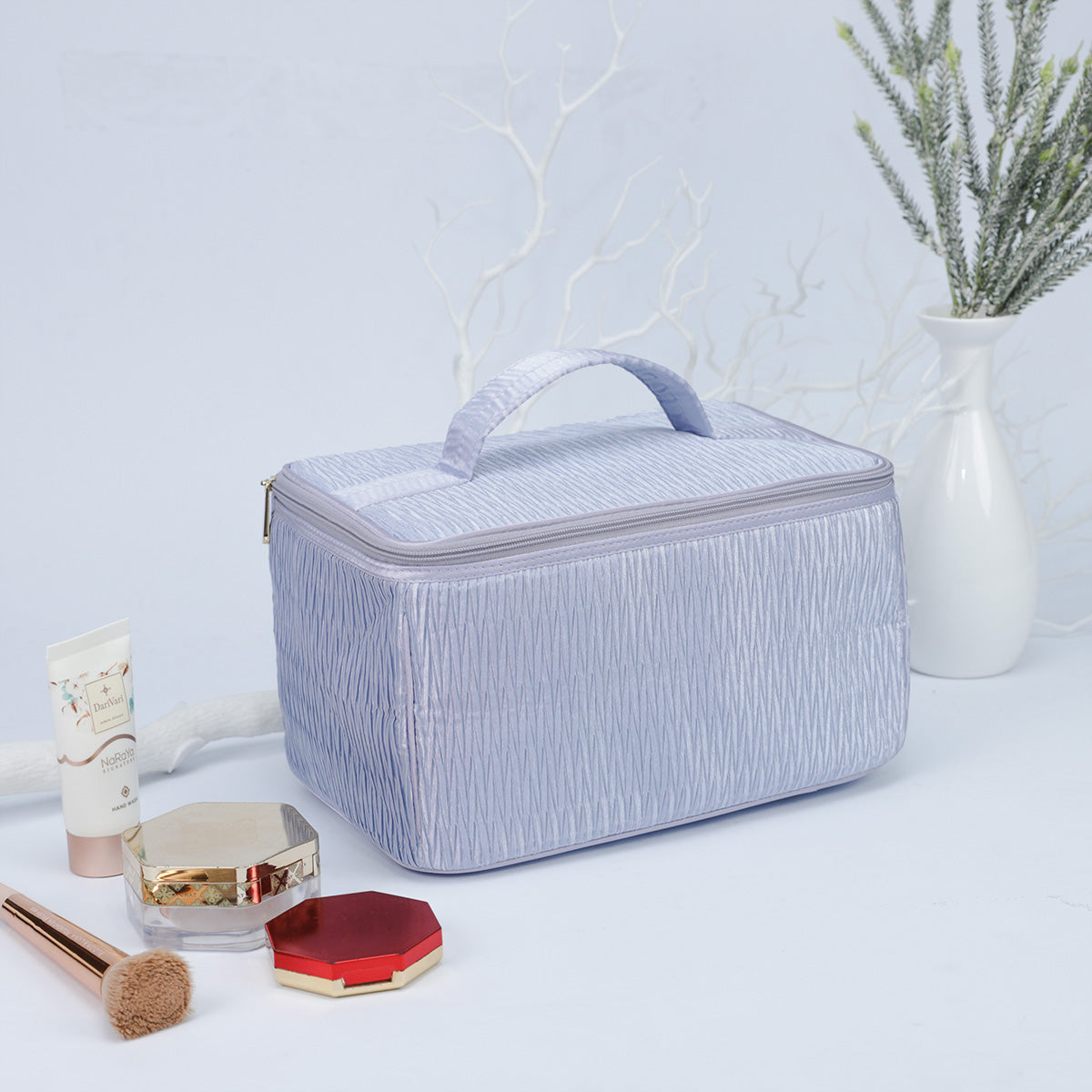 NaRaYa Pleated Satin Cosmetic Bag