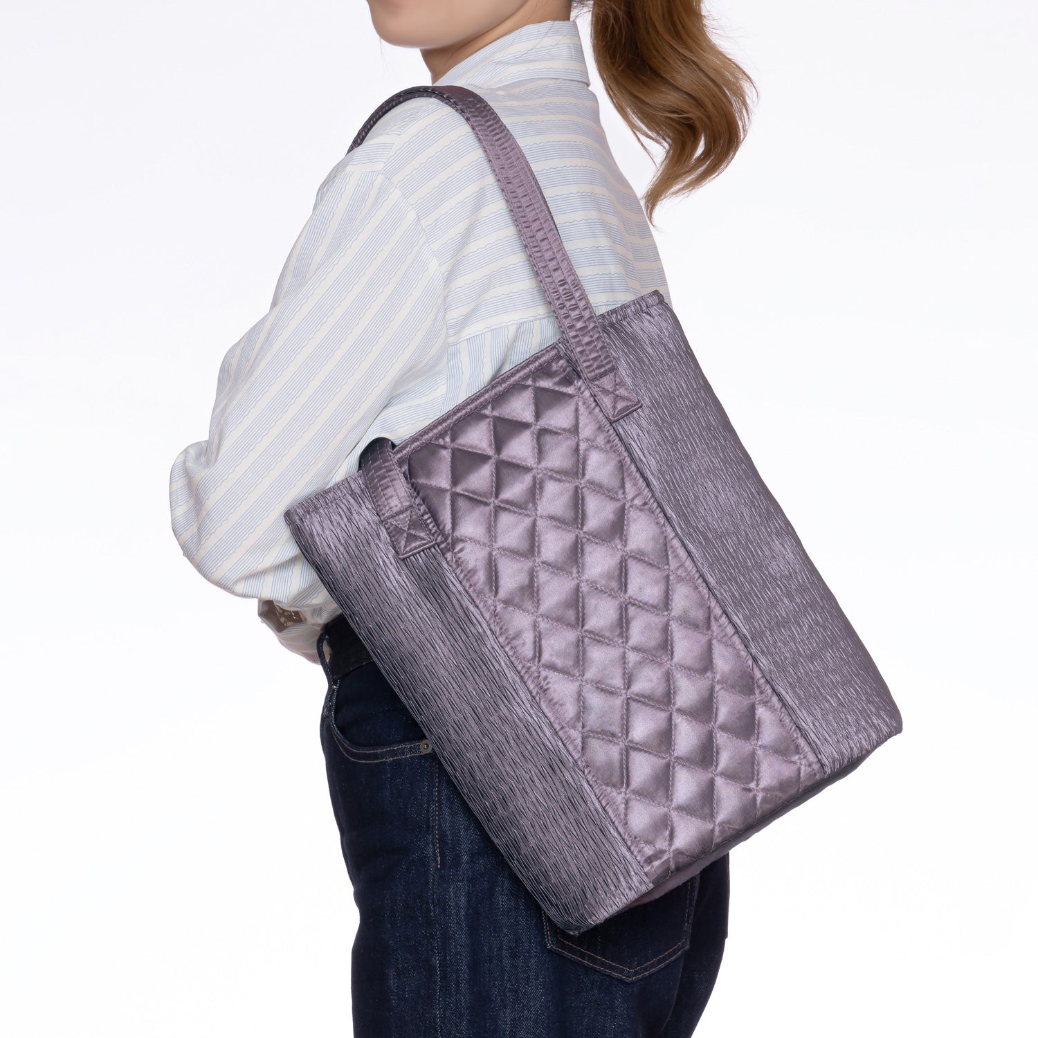 NaRaYa Pleated Satin Shopping Bag
