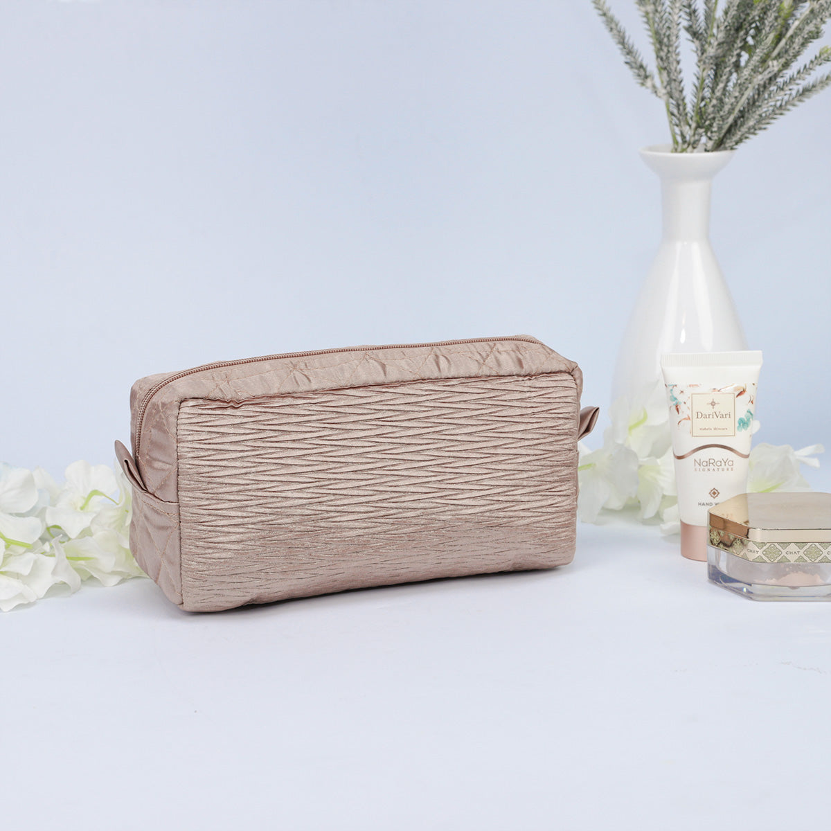 NaRaYa Pleated Satin Cosmetic Bag