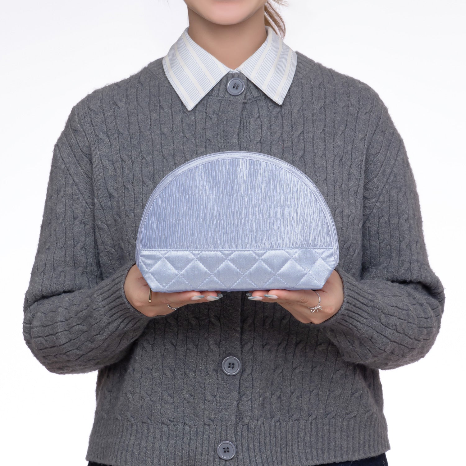 NaRaYa Pleated Satin Cosmetic Bag
